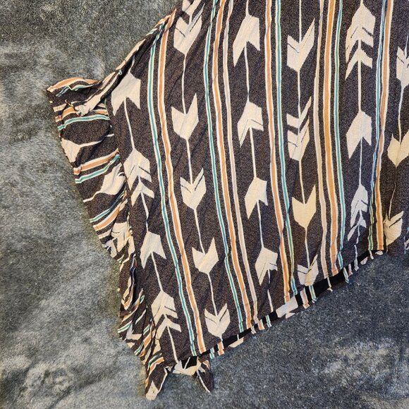 Billabong Grey Mini Dress Handkerchief Hem Boho Hippie Arrow Womens Size Medium - Picture 5 of 13